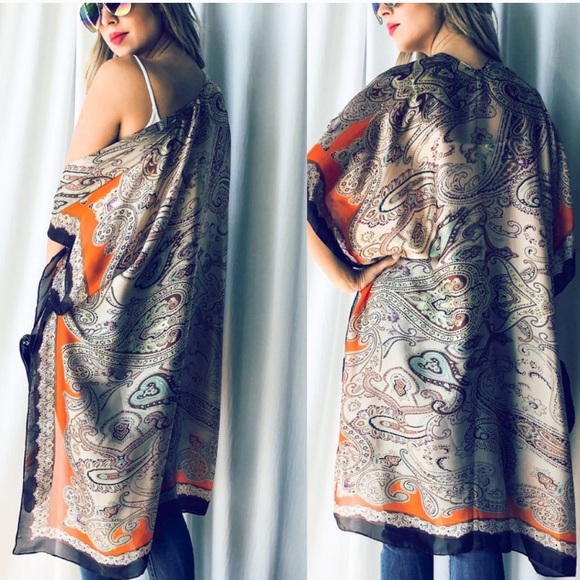New Paisley Print Kimono Cardigan - Picture 3 of 6